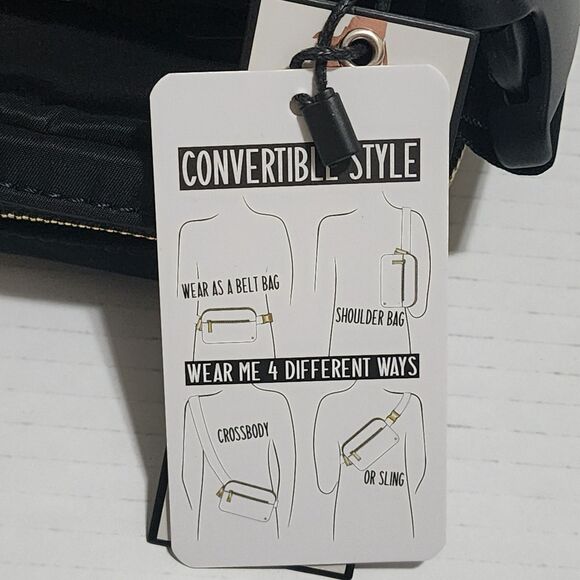 NWT $50 Violet Ray New York Black Sling Crossbody Pouch Bag Convertible Style - Picture 2 of 10